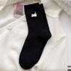 Socks Medium Tube Socks Season Fleece Thickened Warm Mink Fleece Socks Embroidered Cat Cute Home Sleep Socks