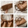 Vintage Stylish Casual Tote Bags for Women Soft Leather Round Handle Pleated Designer Handbags Oversized Shoulder Shopper