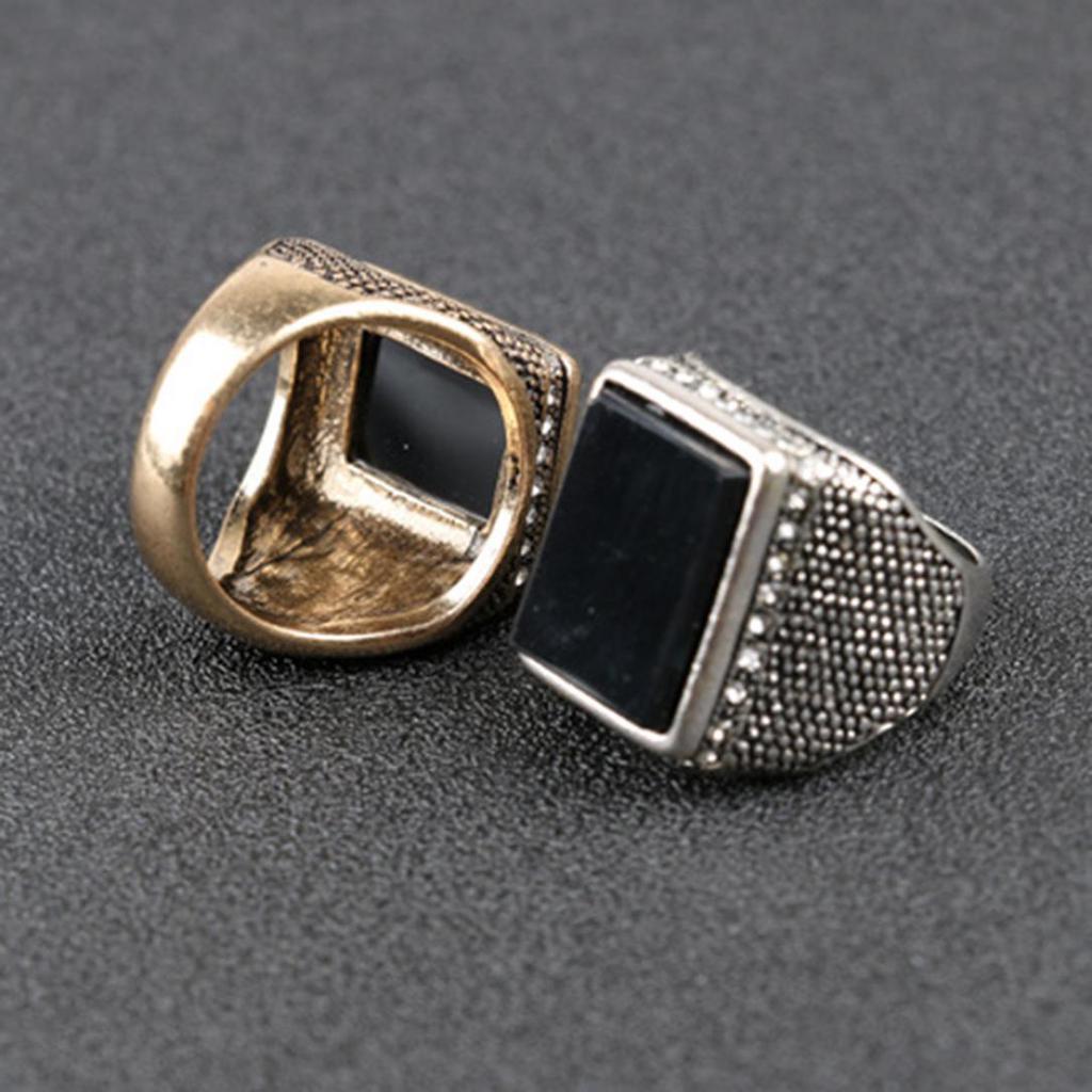 Luxury Middle East Large Square Rhinestone Men Finger Ring Jewelry Decor Gift