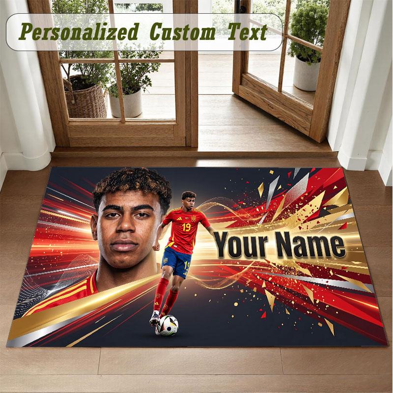 Crystal Velvet Square Rug Custom NameLamine Yamal Pattern Non Slip Home Floor Decor Rug