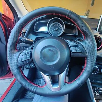 Оригинальный чехол на руль автомобиля «сделай сам», для Mazda 3 Axela Mazda 6 Atenza Mazda 2, кожаная оплетка для рулевого колеса