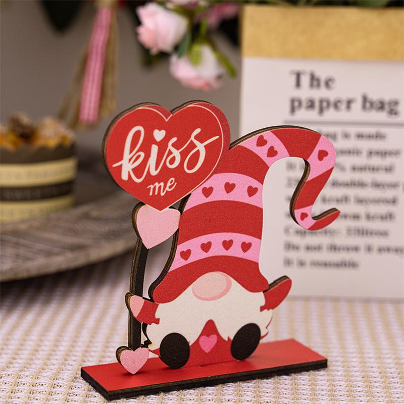 Valentine's Day Heart-shaped Pattern Creative Gift Decorative Cartoon Old Man DIY Wood Ornament Decorations