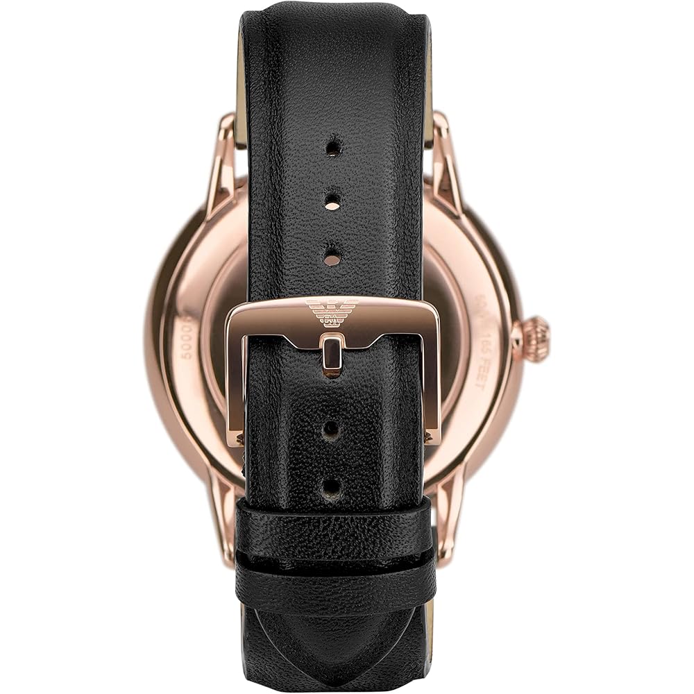 Emporio Armani Swiss Made Трехстрелочные часы с датой Черный кожаный ремешок