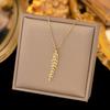 DIEYURO 316L Stainless Steel Golden Leaf Feather Zircon Pendant Necklace For Women New Trend Fashion Neck Jewelry Holiday Gift