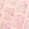 4Pcs Cute Pink  Sweetheart Cartoon Stickers Frosted PET Transparent Scrapbook Journal Sticker Deco Kawaii Girl Stationery Decals
