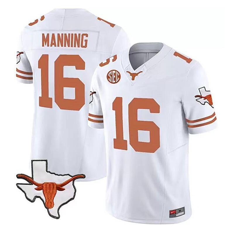 Футбольная форма Texas Longhorns 16 Manning - Студенческая версия Мужская спортивная одежда