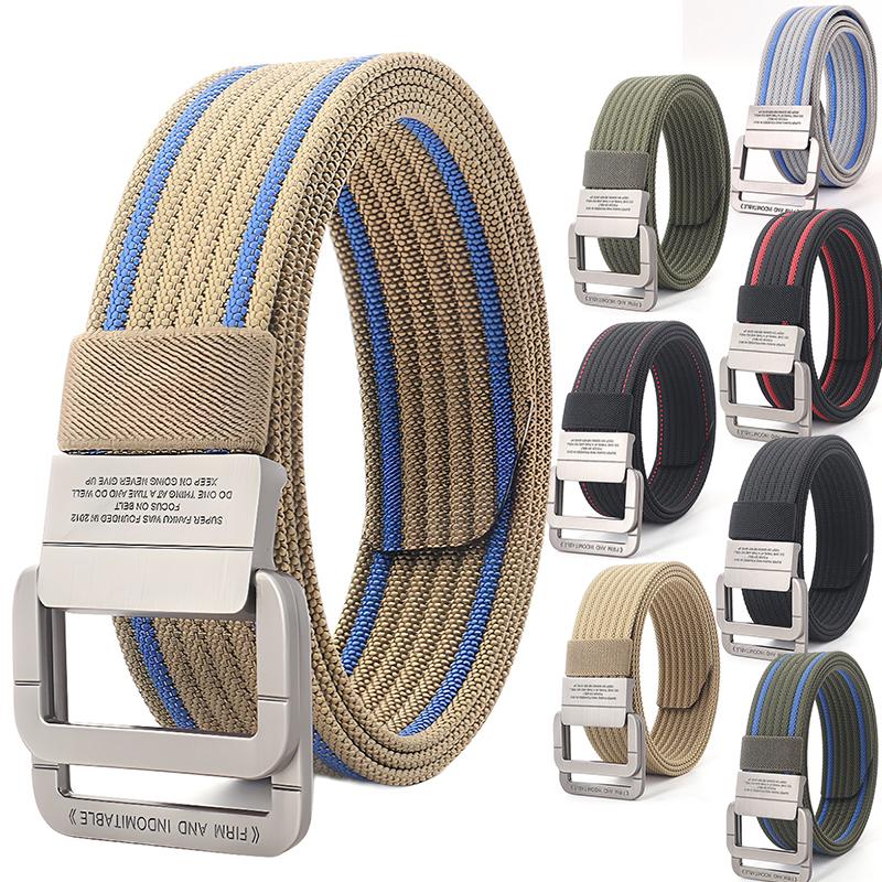 Ремень с двойной пряжкой для мужчин, тканый спортивный ремень для брюк на открытом воздухе, ремень из холста