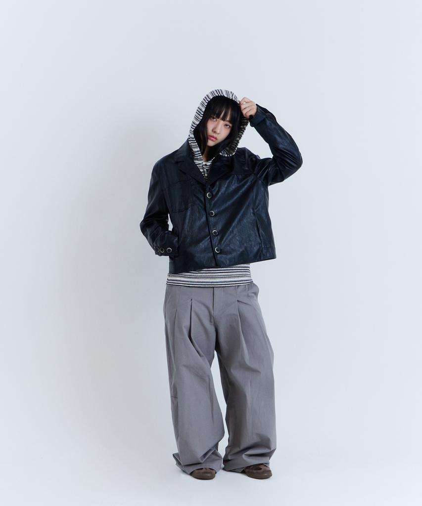 PARADIGMFILM [Ep.03] Sleek Leather Crop Blazer (Black)