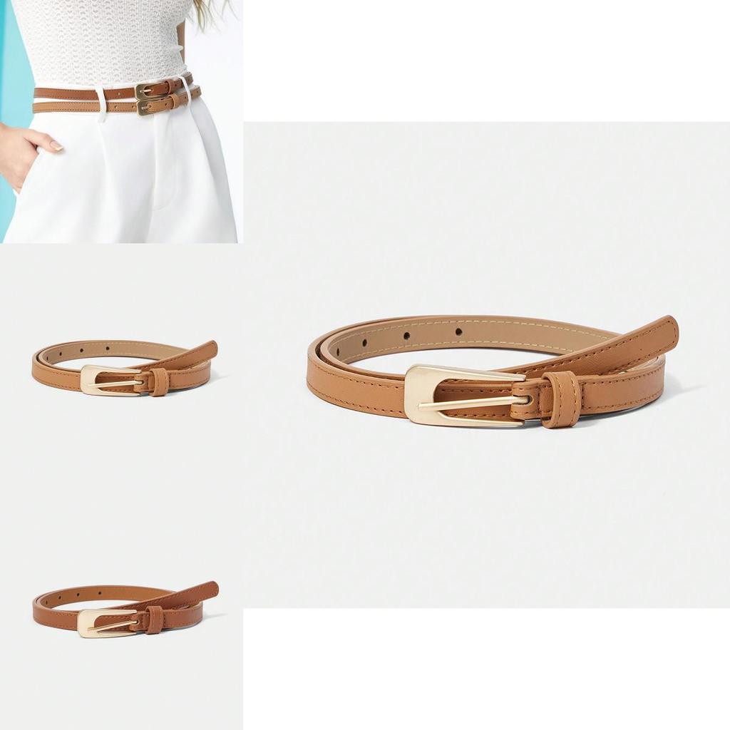 Womens Thin Pu Leather Belt With Pin Closure For Daily Wear And Business