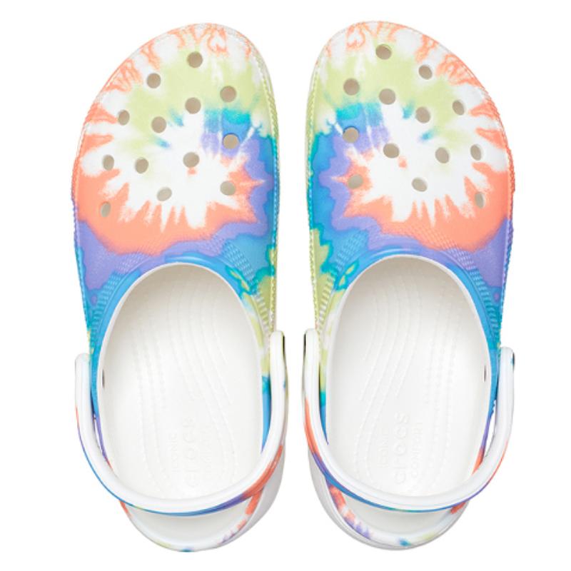 Crocs Classic Clog Lightweight & Comfortable Sneaker Sandals Women's Blue Orange Cloud Tie-Dye Print