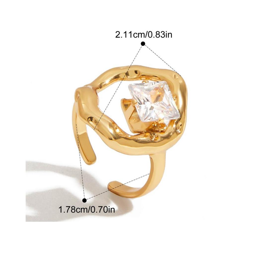 Минималистичное геометрическое кольцо с цирконом, полое, круглое, для женщин, из нержавеющей стали, с чеканным узором, ювелирное изделие в виде цветка