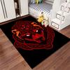"Red Wolf Head Pattern Carpet with Mandala Design on Black Background" Suitable for use as an anti-slip for living room bedroom sofas