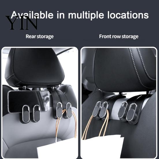 Heavy Duty Car Bag Hangers Universal Seat Hook Hanger, Faux Leather Back Storage Portable Auto Hooks Foldable Interior Organizer for Hanging Groceries