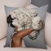 Casual Sexy Feathered Woman Cushion Cover Double Print Decor Girl Pillow Case Soft Plush Pillowcase for Sofa Home Car