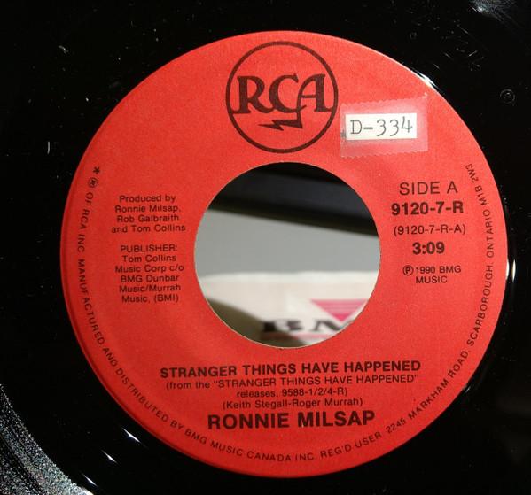 7-дюймовая пластинка RONNIE MILSAP - Stranger Things Have Happened 91207R RCA 1990 Канада Фолк Б/У