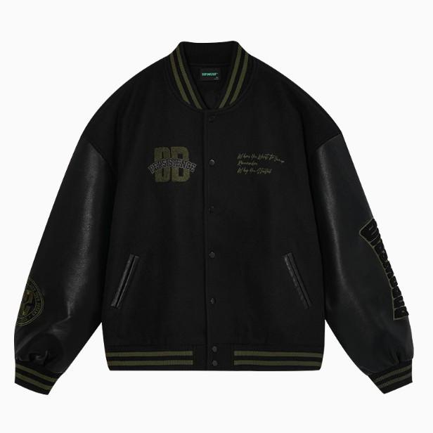 Men's Retro American Letter Embroidery Baseball Jacket - Casual Loose Fit for Spring and Autumn