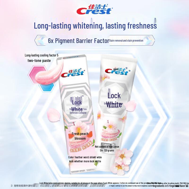 Crest Dual-Color Whitening Toothpaste, Peach Blossom Scent