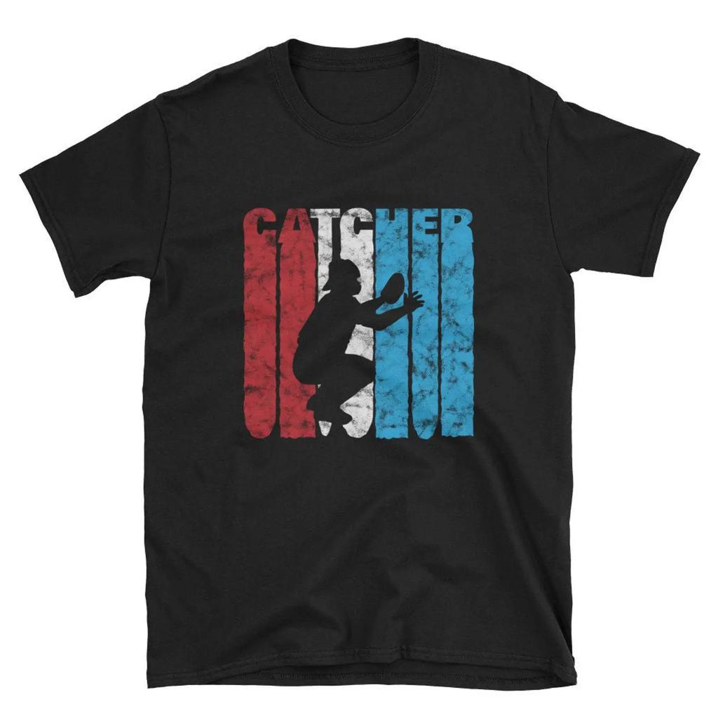 Retro Baseball Catcher T Shirt vintage Washed homme Versatile graphic Comfortable streetwear designer clothes Breathable Unisex