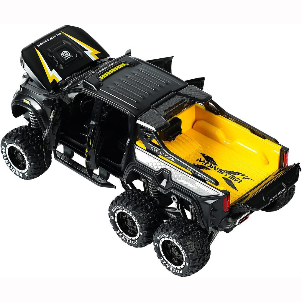 Масштаб 1/24 X-класса 6x6 внедорожные литые металлические модели автомобилей, пикапы-монстры, игрушечная переоборудованная модель автомобиля со звуком и светом для детей от 3 лет и старше