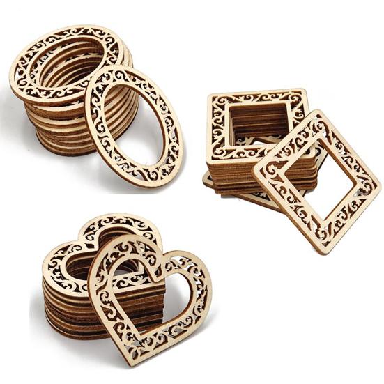 10Pcs/Set Cute Creative Wide Application Wood Slices Natural Wooden Heart Shaped Blank for Gifts