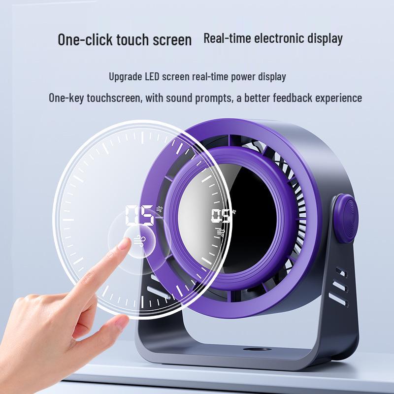 Bladeless Rechargeable Desktop Fan: Ultra-Quiet, Digital Display, High-Speed Turbo, Strong Wind Power.