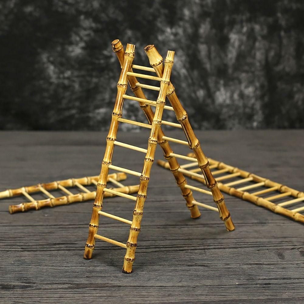 Multi-purpose Bamboo Ladder Cup Holder Yellow Tea Accessories Desktop Ornament