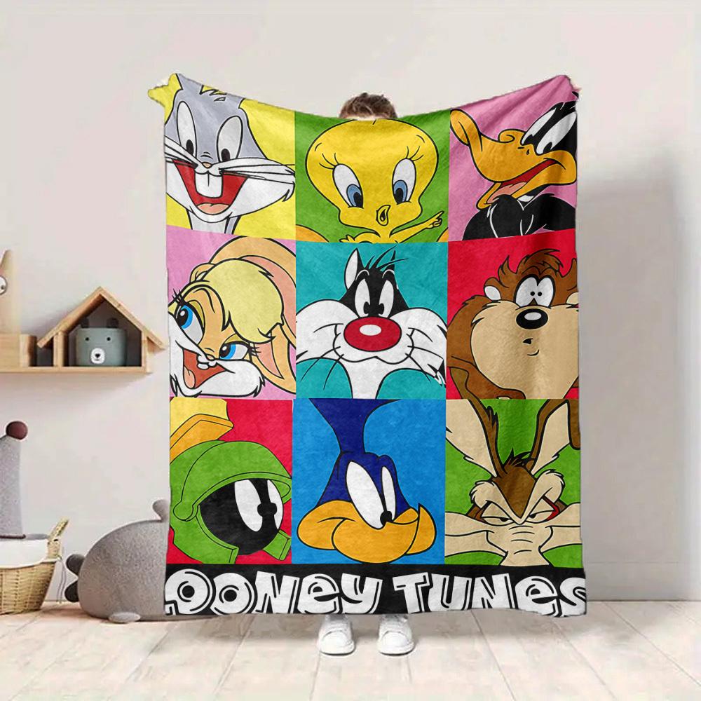 1pc Looney Tunes Flannel Throw Blanket Lightweight Soft Warm All Season Blanket for Sofa, Bed, Travel,L1029025