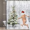 Funny Christmas Santa Claus Tree Winter Forest Snowflake Bathroom Curtains Durable Waterproof Fabric Shower Curtain