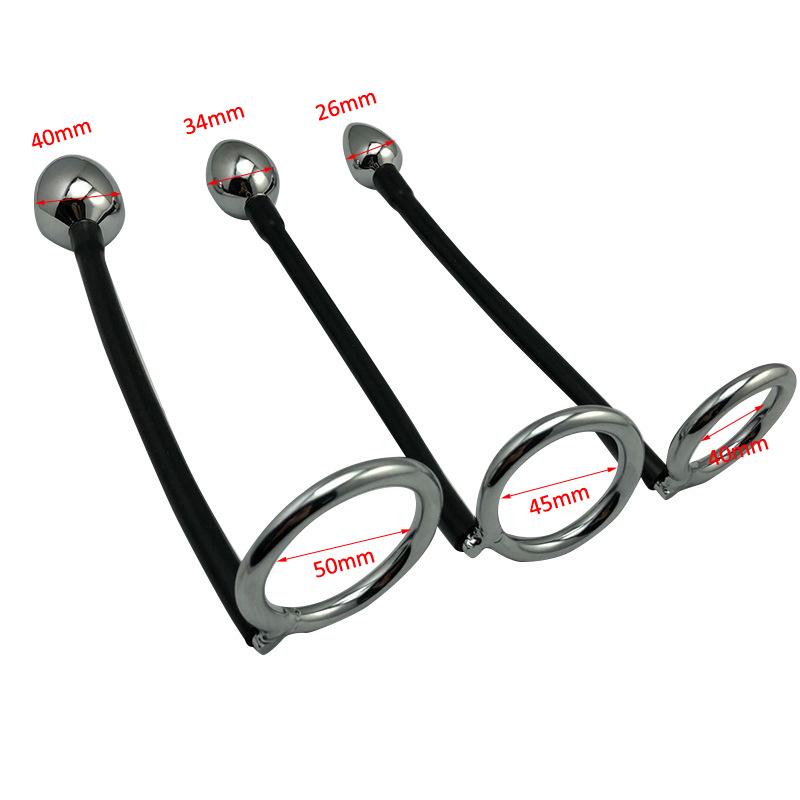 Кольца для пениса из нержавеющей стали 3 размера с анальной пробкой Кольцо для пениса Массаж простаты Клетка целомудрия Задержка эякуляции Секс-игрушка для мужчин-геев