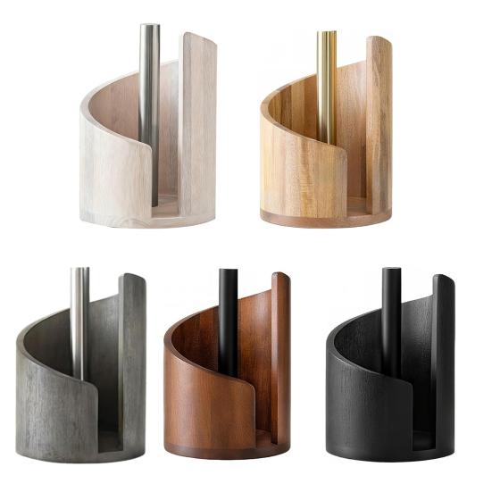 Настольный держатель для бумажных полотенец с круглой деревянной основой и железным держателем, отрыв одной рукой, деревянный держатель для бумажных полотенец для кухни, столовой