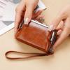 Женский кошелек, маленький женский компактный кошелек из искусственной кожи, винтажный держатель для карт, портмоне с застежкой-молнией, винтажная сумка на запястье с органным зажимом