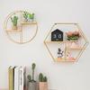 Golden Double Hexagonal Wall Shelf