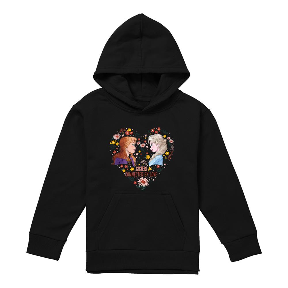 Frozen Childrens/Kids Sisters Connected By Love Elsa & Anna Valentine`s Day Pullover Hoodie