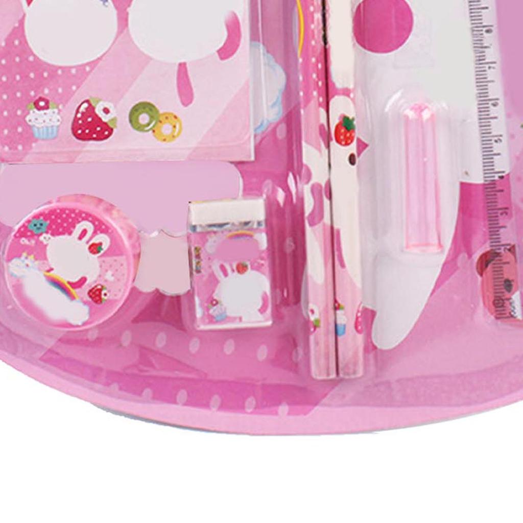 Мультяшный канцелярский набор легкий портативный карандаш ластик линейка блокнот канцелярские принадлежности для детей розовый