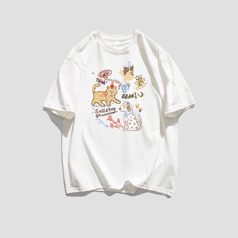 Женская летняя свободная повседневная футболка большого размера с американским мультяшным принтом, короткий рукав