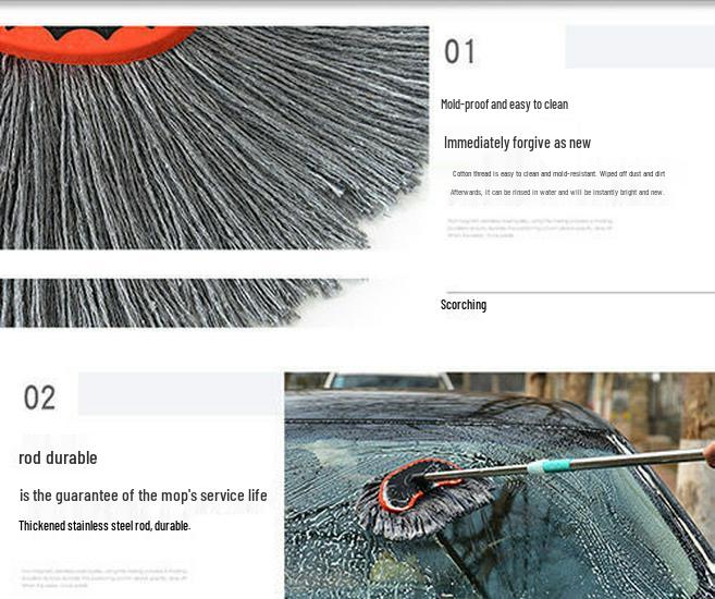 Телескопическая швабра для мытья автомобиля с длинной ручкой - Щетка для чистки автомобиля