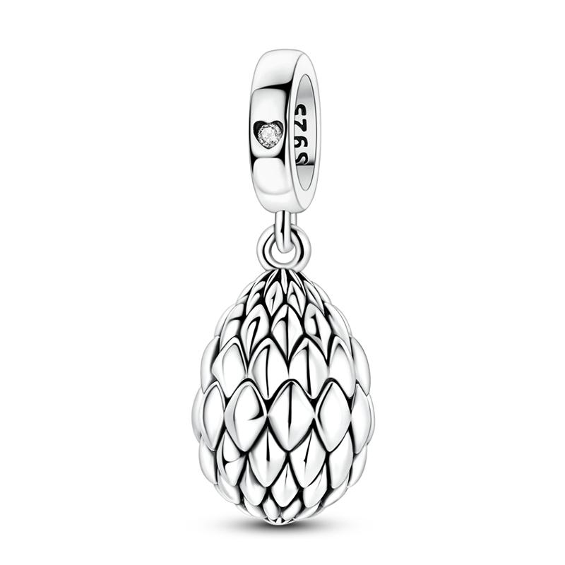 925 Sterling Silver Dragon Egg Opening Closing Charms Bead CZ Zircon Pendants Fit Original Bracelet DIY Jewelry Gift
