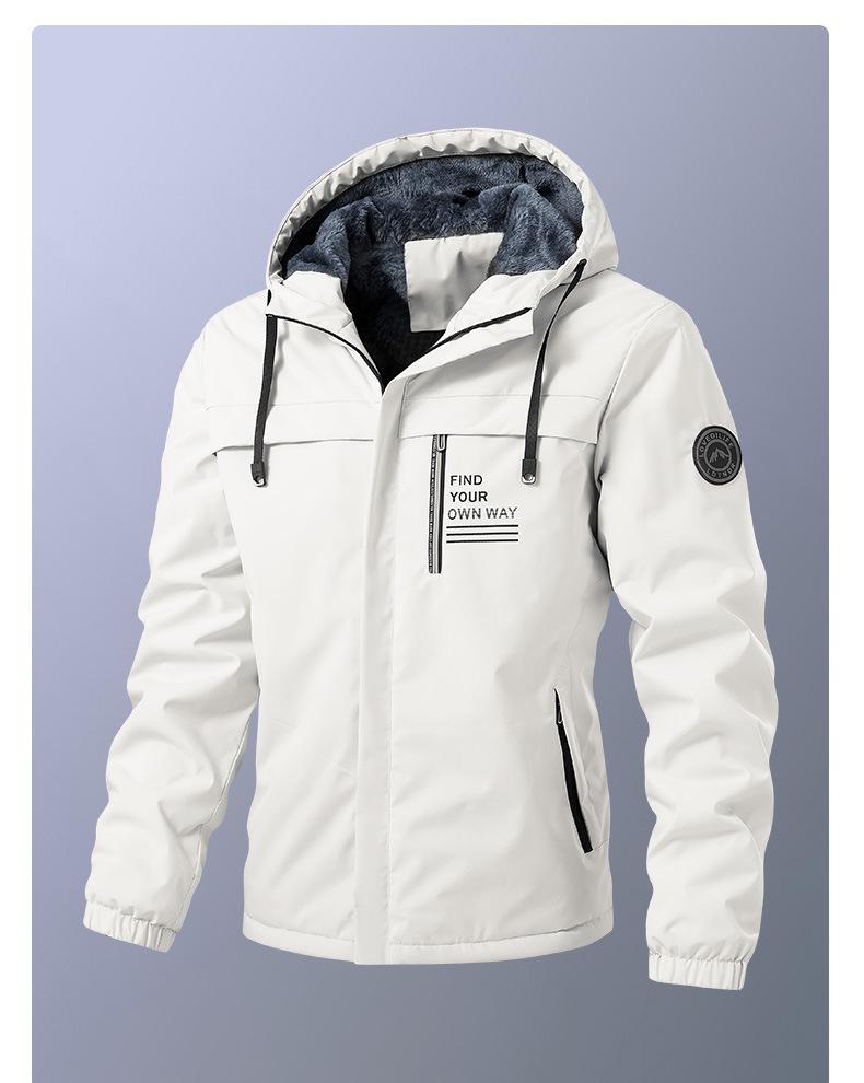 Мужская повседневная куртка с капюшоном на флисовой подкладке - Коллекция Осень/Зима 2025