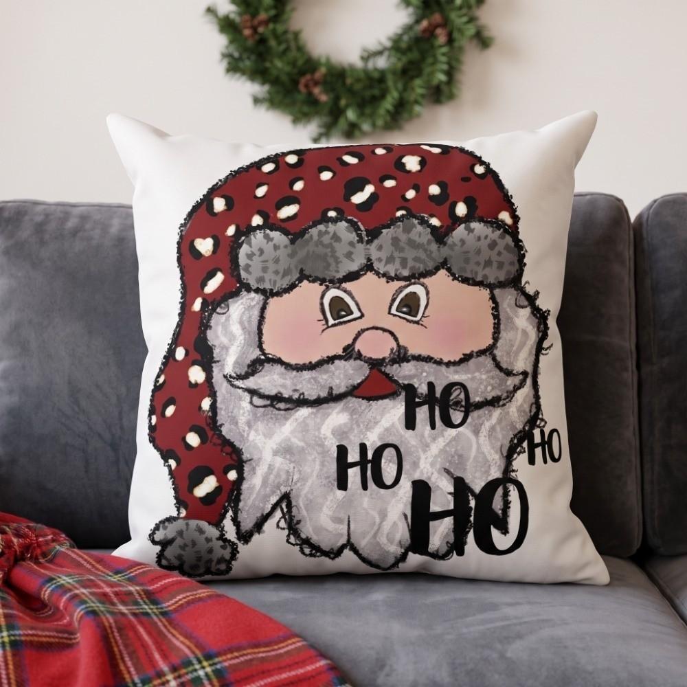 Soft Throw Cushion Case Santa Claus Xmas Tree Pillowslip Santa Pillow Cover Farmhouse Couch