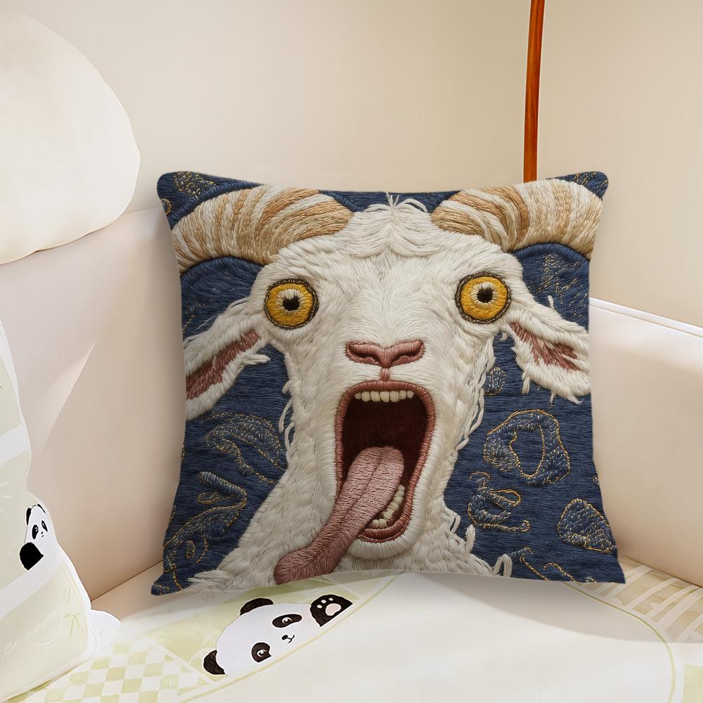 Whimsical Screaming Sheep cushion cover Pillow Case Plush Fabric Soft Double Sided Print Sofa Cushion Cover Throw Pillow Covers