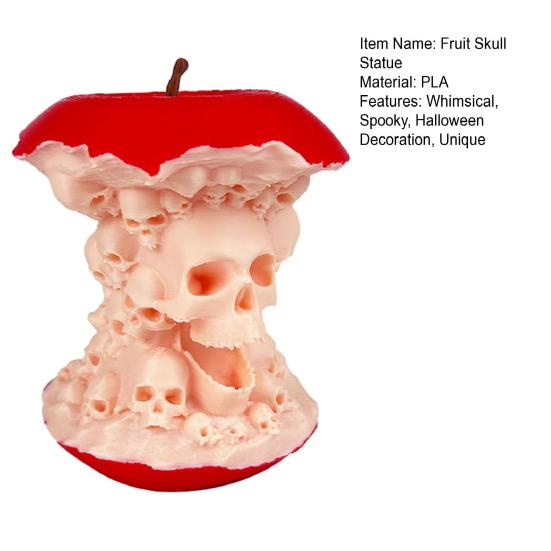 Статуя черепа с сердцевиной из фруктов на Хэллоуин, жуткая 3D-печатная фигурка черепа с фруктами для декора интерьера дома, гостиной, офисного стола