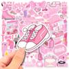 50pcs Pink Preppy Style Girls Graffiti Stickers Waterproof Fade-resistant Decals for Scrapbooking Laptops Notebooks Walls