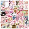 50Pcs/Set Retro Pink Junk Diary Stickers DIY Fashion Waterproof Doodle Decals Stickers