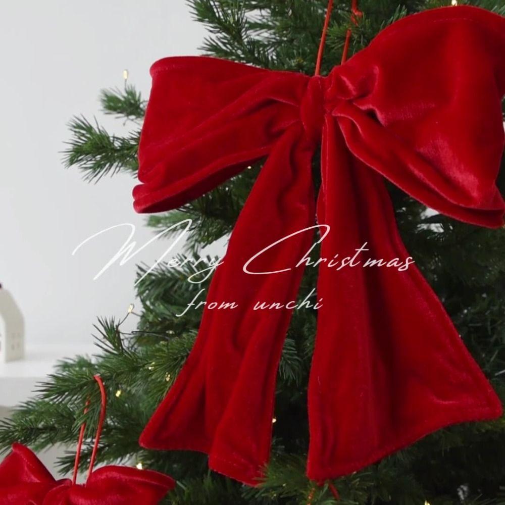New Red Bowknot Pendant deformable Flannelette Hanging Xmas Ornament Large DIY Christmas Tree Decorations Merry Christmas