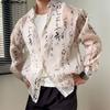 Oversized Vintage Men Long Sleeve Print Semi-Sheer Tops T-shirts