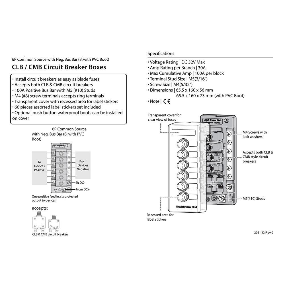 12 В-32 В 100 А 6P автоматический выключатель шина комплект 1 вход 6 выход #8 винтовой клеммный блок распределения питания для лодки автомобиля автофургона