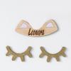 Childrenswear 2Pcs Wooden Eyelashes DIY Kids Bedroom Living Room Decal Wall Sticker Decoration