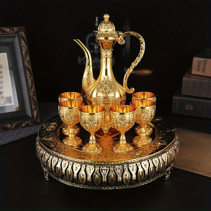 Набор турецкого вина, металлический винный набор в европейском стиле для украшения дома и ресторана, набор винных горшков и чашек в европейском стиле, роскошный винный набор, домашний декор