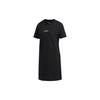 Solid Color Round Neck Pullover Regular Fit Short Sleeve Dress Women Dress Black EI4705