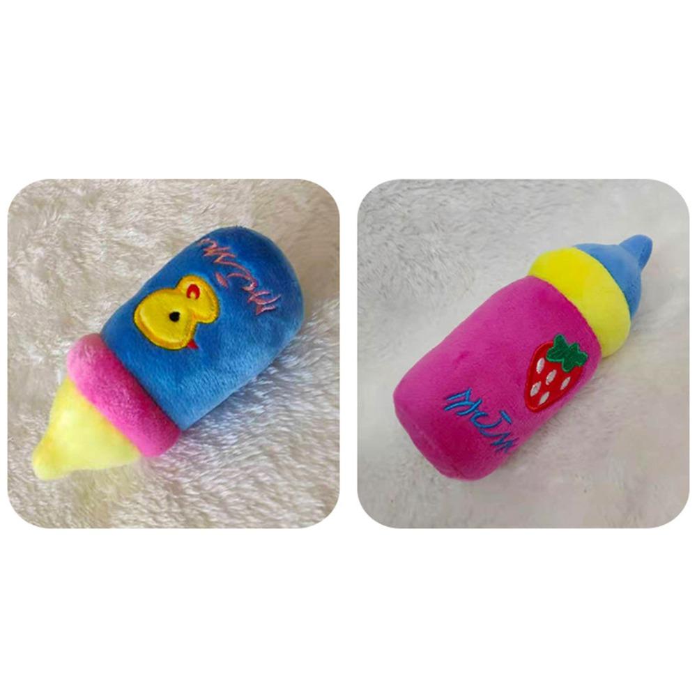 Soft Plush Dog Toy Bottle Shaped Puppy Teething Toy Dog Chew Toy Indoor Pet Interaction
